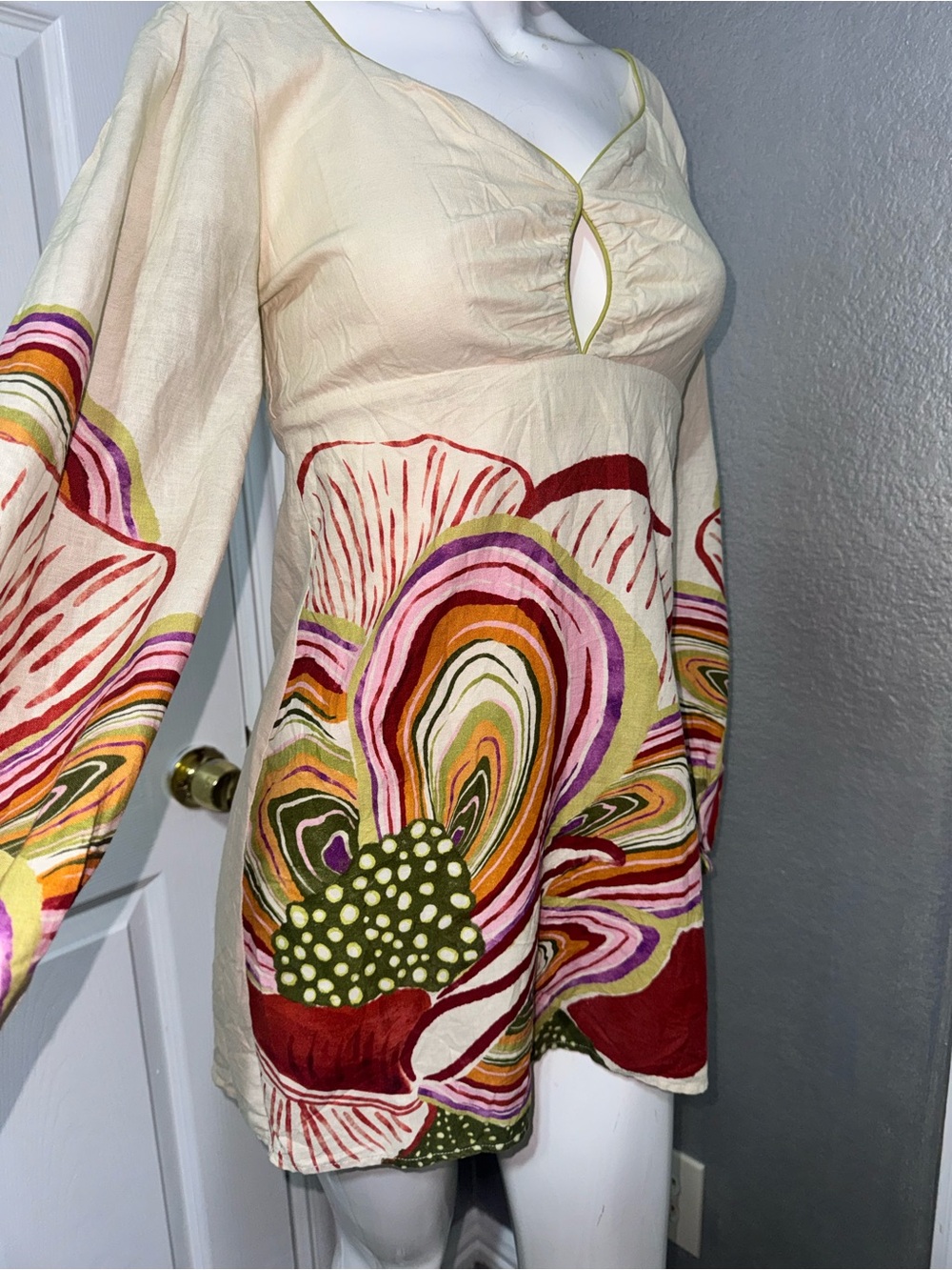 Anthropologie Cream Tunic with Bold Multi-Color Floral Print - Picture 14 of 17